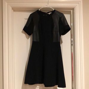 Rebecca Taylor black dress with leather trim